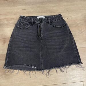 PacSun Black Distressed Denim Mini Skirt